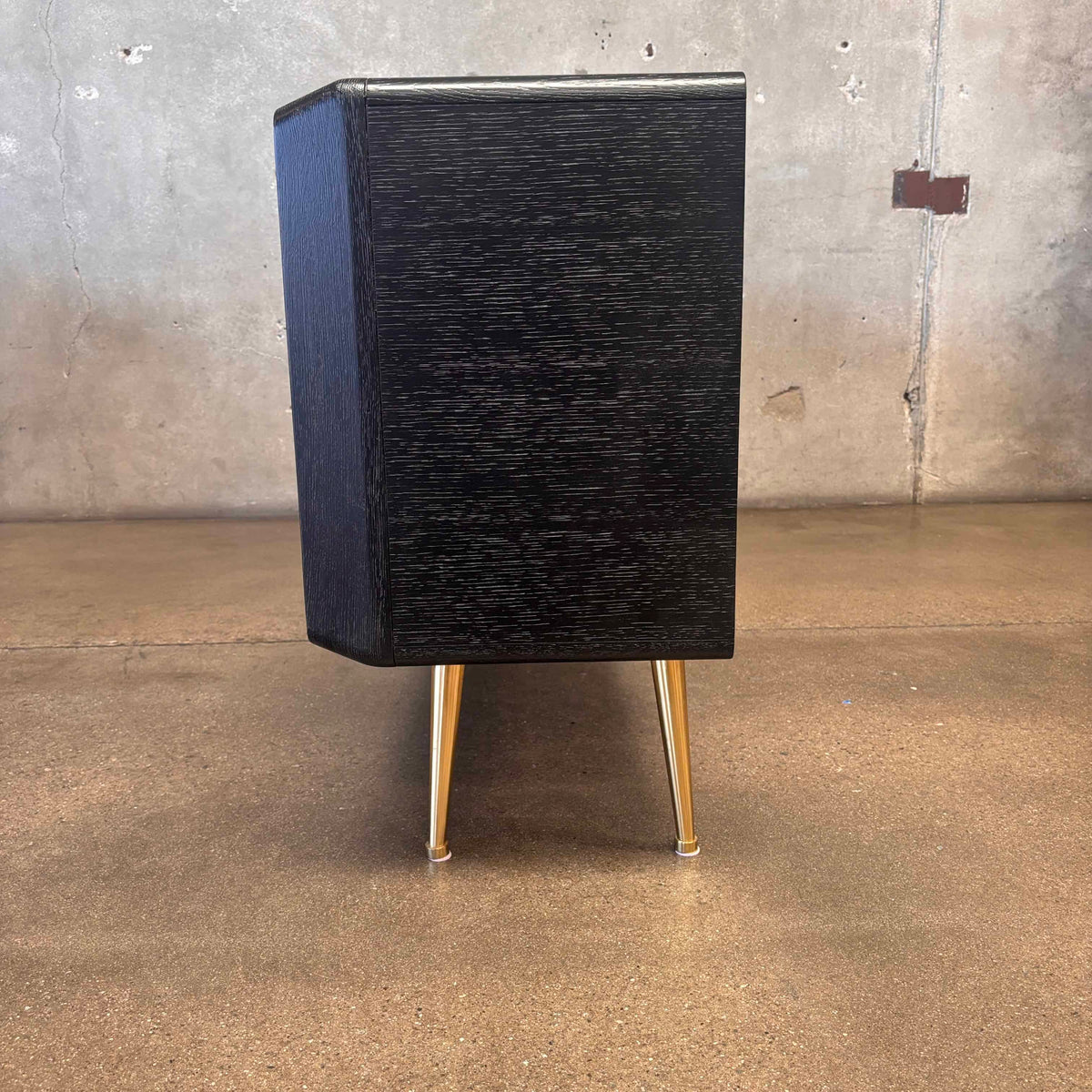 Jonathan Adler Reform 72" Oak & Brass Credenza Sideboard in Ebonized Finish