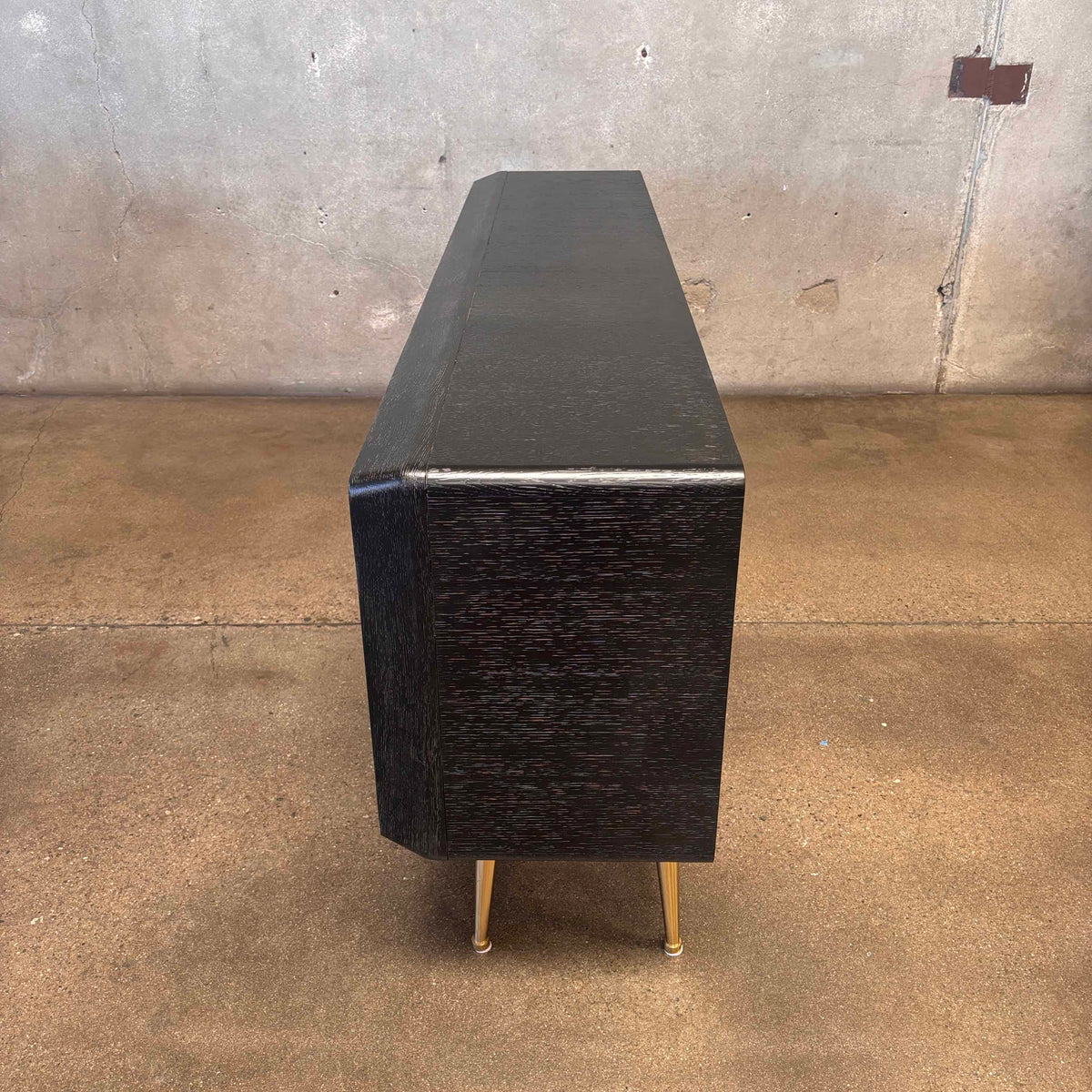 Jonathan Adler Reform 72" Oak & Brass Credenza Sideboard in Ebonized Finish