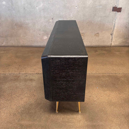 Jonathan Adler Reform 72" Oak & Brass Credenza Sideboard in Ebonized Finish