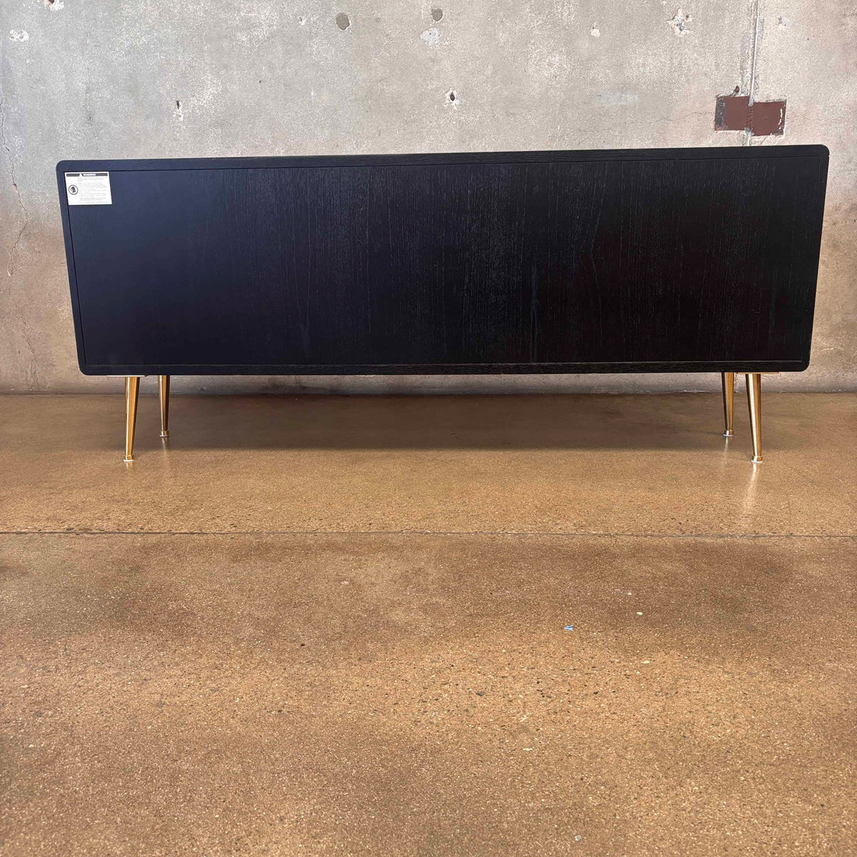 Jonathan Adler Reform 72" Oak & Brass Credenza Sideboard in Ebonized Finish