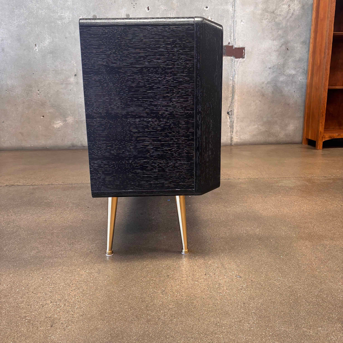 Jonathan Adler Reform 72" Oak & Brass Credenza Sideboard in Ebonized Finish