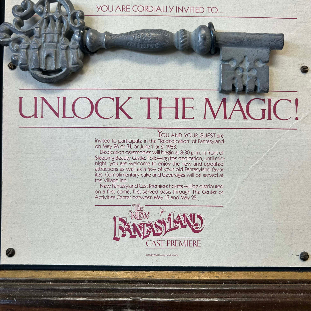 1983 Disneyland New Fantasyland Cast Member Rededication