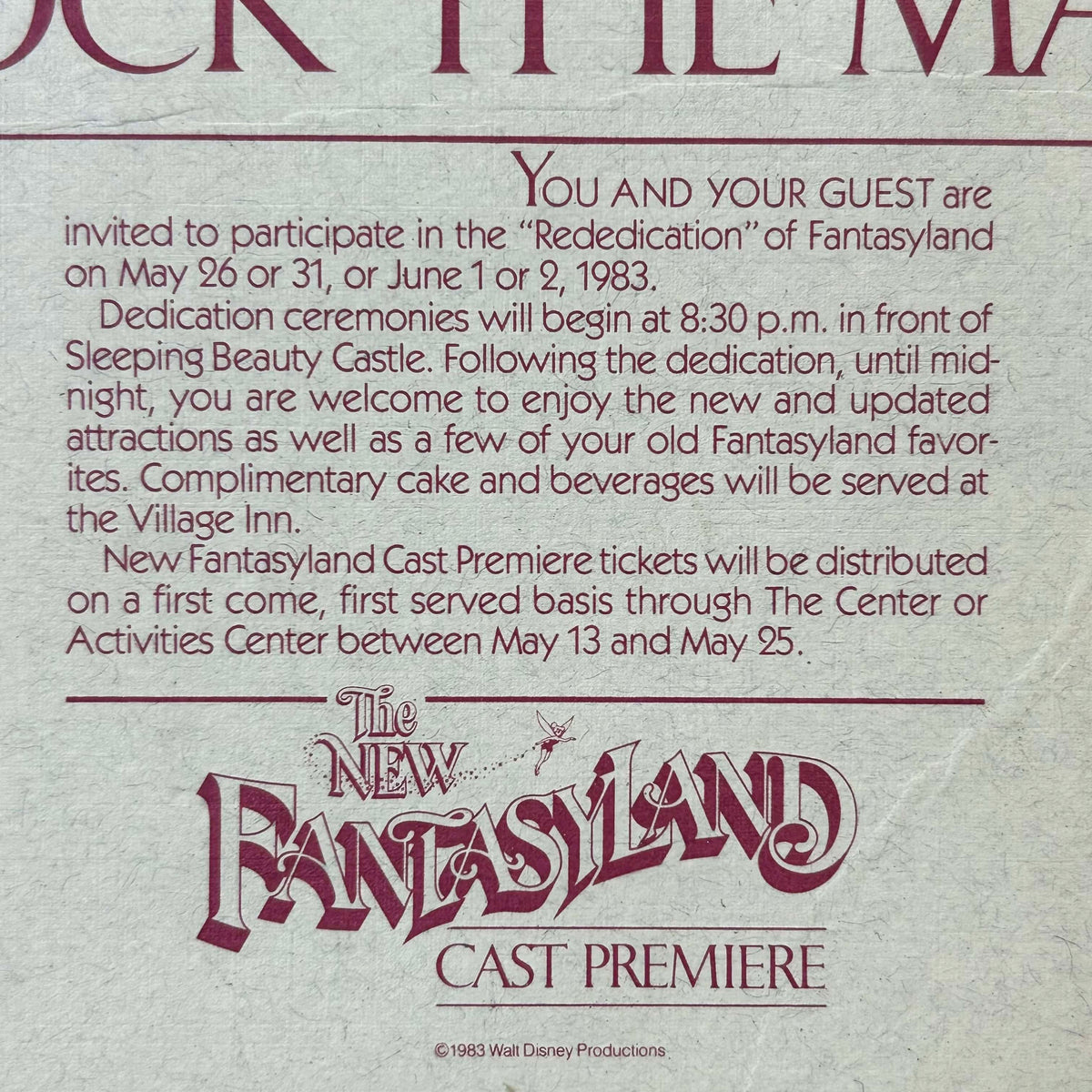 1983 Disneyland New Fantasyland Cast Member Rededication