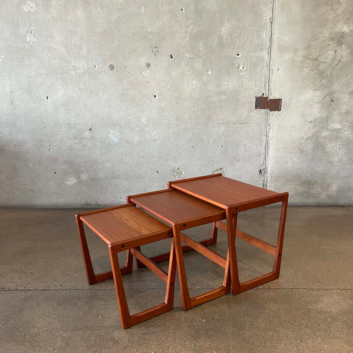Danish Modern Teak Wood Nesting Table Set By Georg Jensen