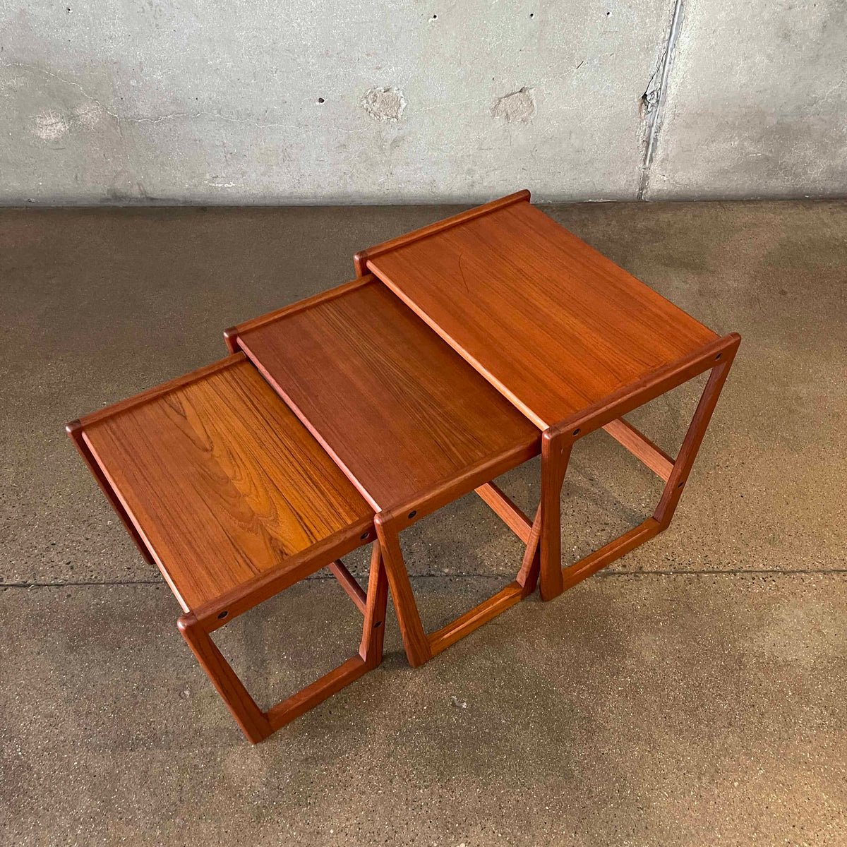 Danish Modern Teak Wood Nesting Table Set By Georg Jensen