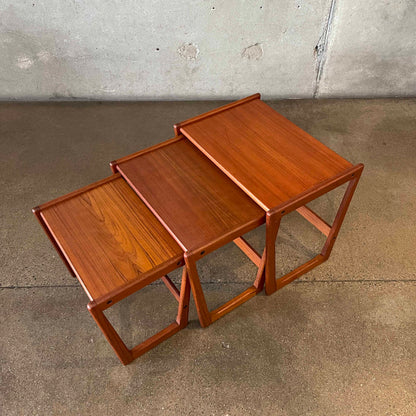 Danish Modern Teak Wood Nesting Table Set By Georg Jensen