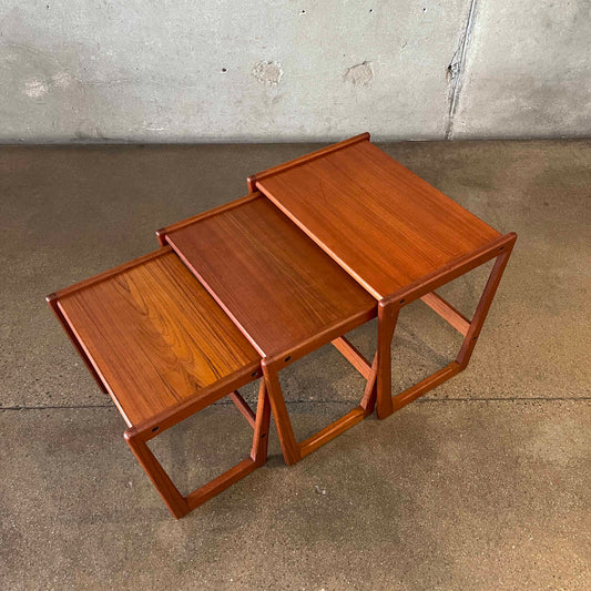 Danish Modern Teak Wood Nesting Table Set By Georg Jensen
