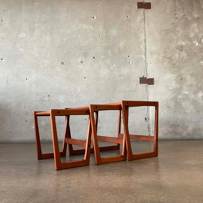 Danish Modern Teak Wood Nesting Table Set By Georg Jensen
