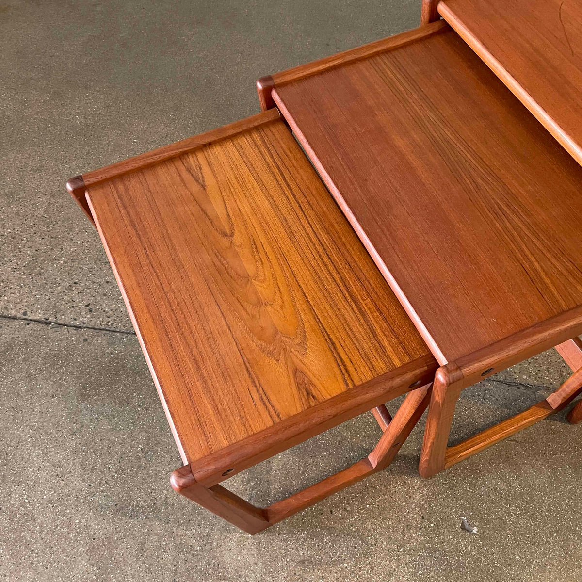 Danish Modern Teak Wood Nesting Table Set By Georg Jensen