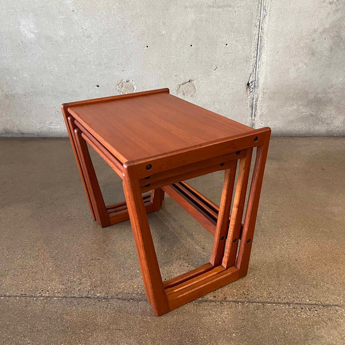 Danish Modern Teak Wood Nesting Table Set By Georg Jensen