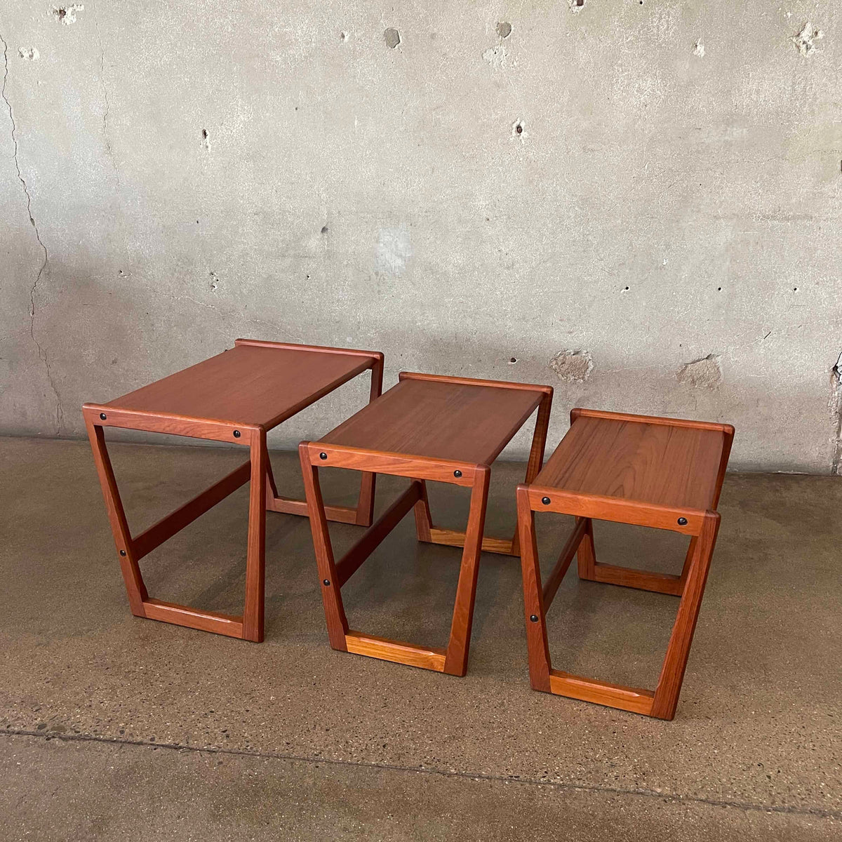 Danish Modern Teak Wood Nesting Table Set By Georg Jensen