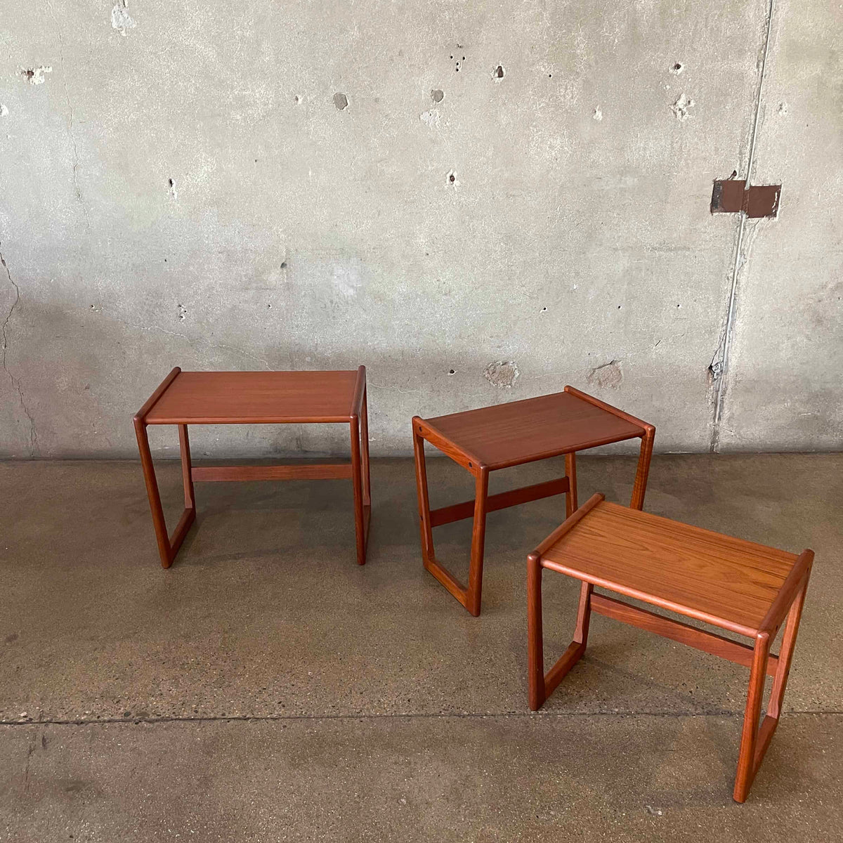 Danish Modern Teak Wood Nesting Table Set By Georg Jensen