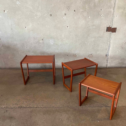 Danish Modern Teak Wood Nesting Table Set By Georg Jensen