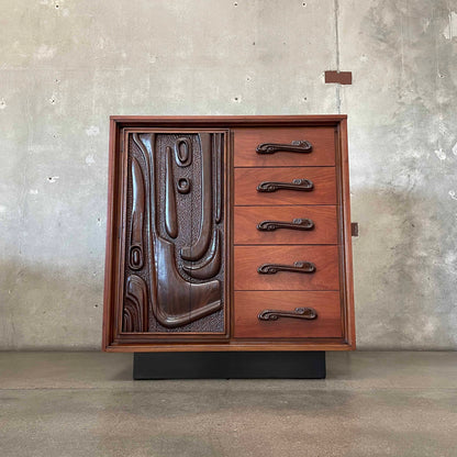 Witco Style Pulaski Oceanic Mid Century Highboy Armoire