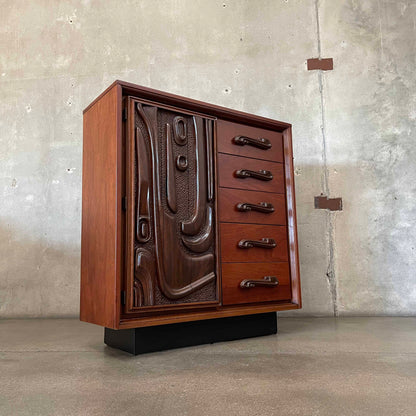 Witco Style Pulaski Oceanic Mid Century Highboy Armoire