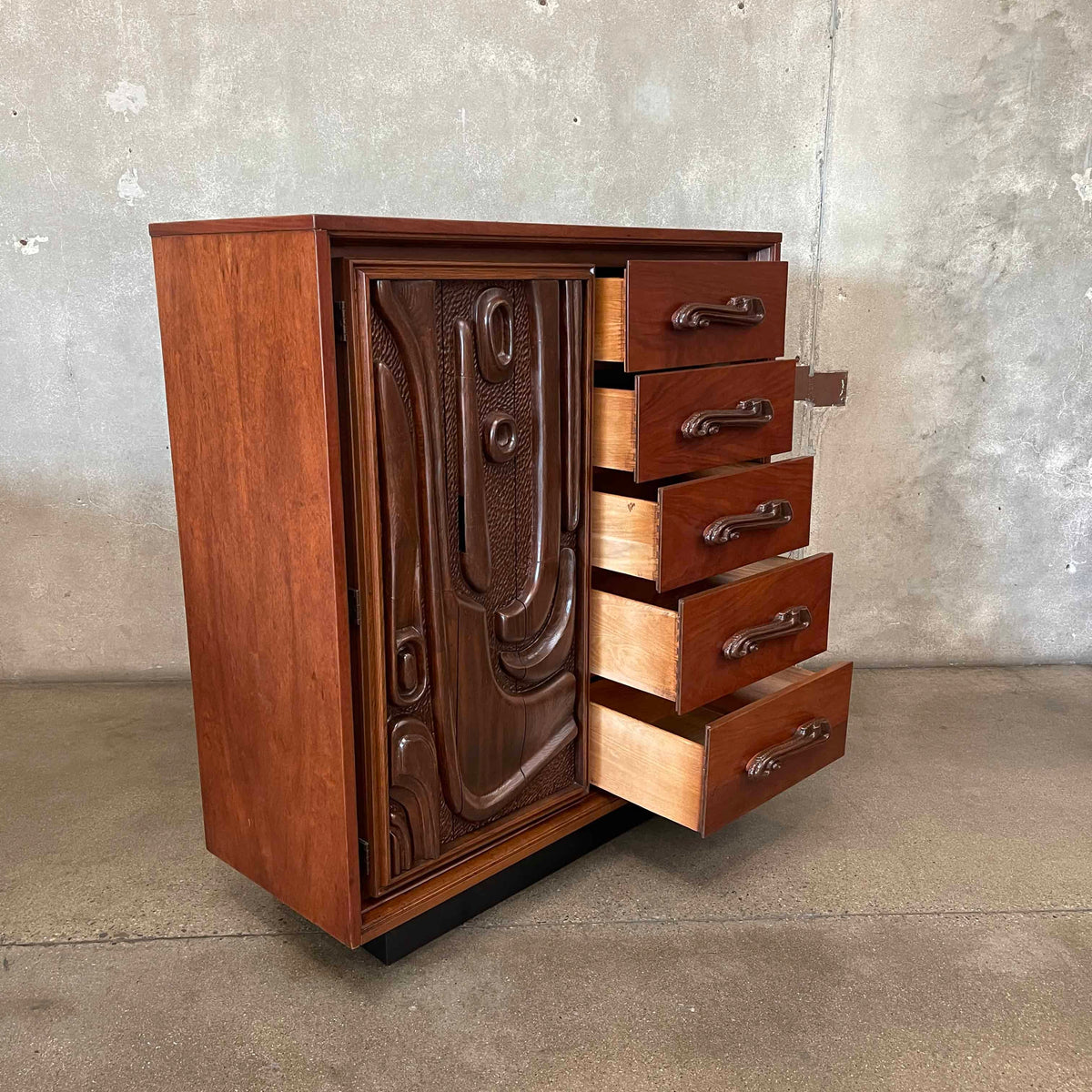 Witco Style Pulaski Oceanic Mid Century Highboy Armoire