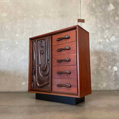 Witco Style Pulaski Oceanic Mid Century Highboy Armoire