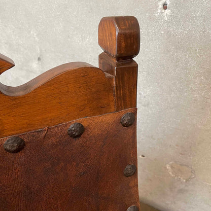 Vintage Mexican Butaque Leather/ Wood Chairs
