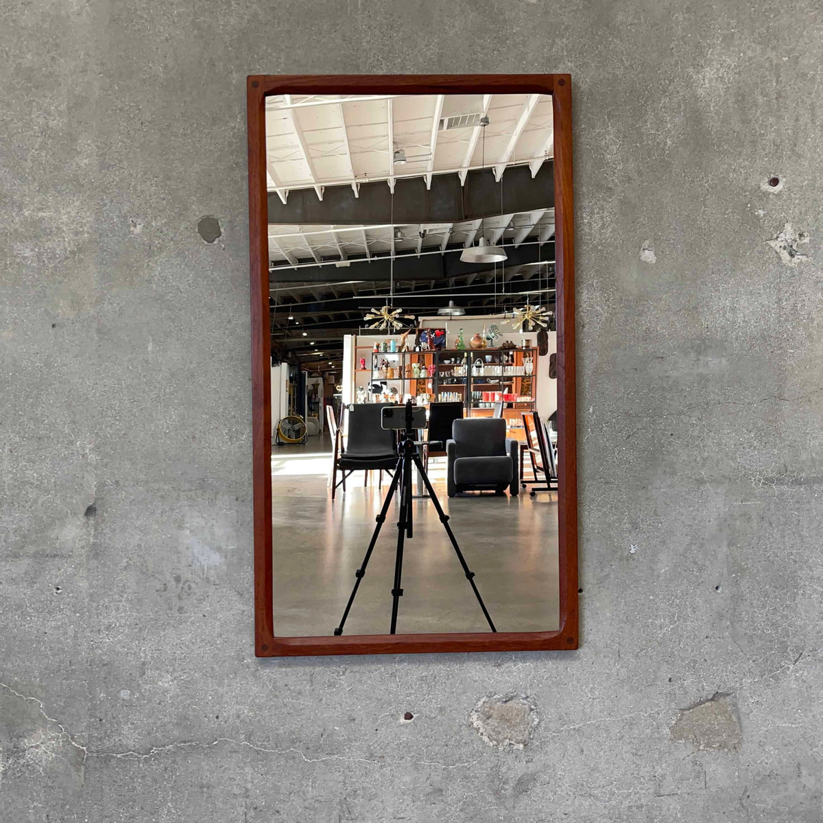 Danish Modern Teak Wood Frame Mirror By Askel Kjersgaard