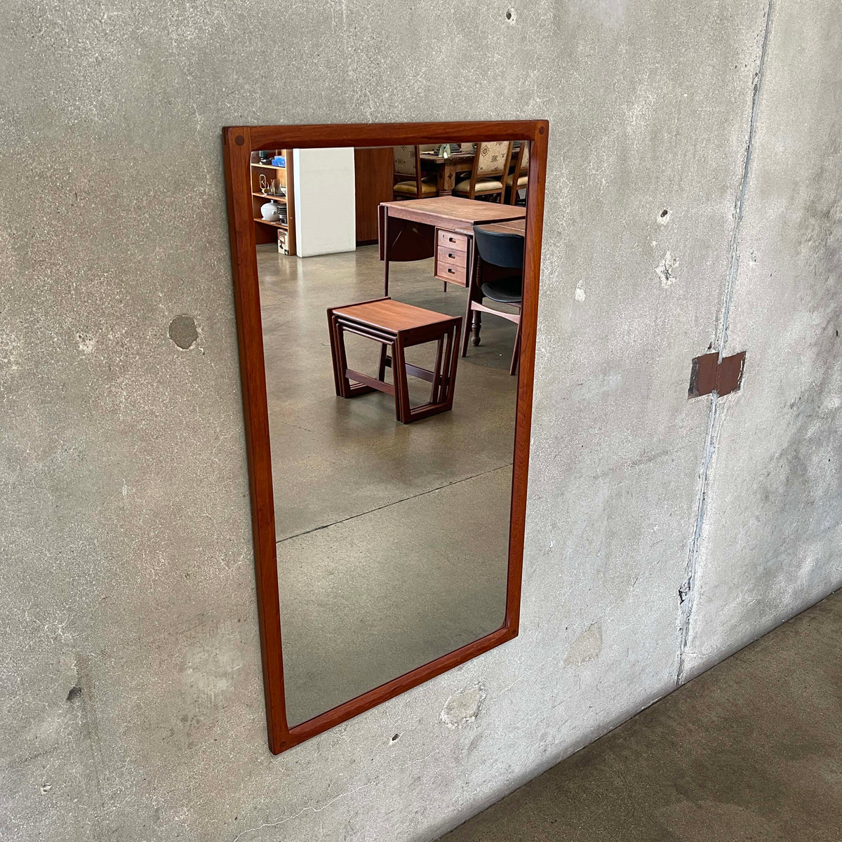 Danish Modern Teak Wood Frame Mirror By Askel Kjersgaard