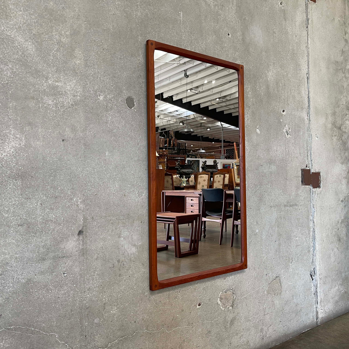 Danish Modern Teak Wood Frame Mirror By Askel Kjersgaard