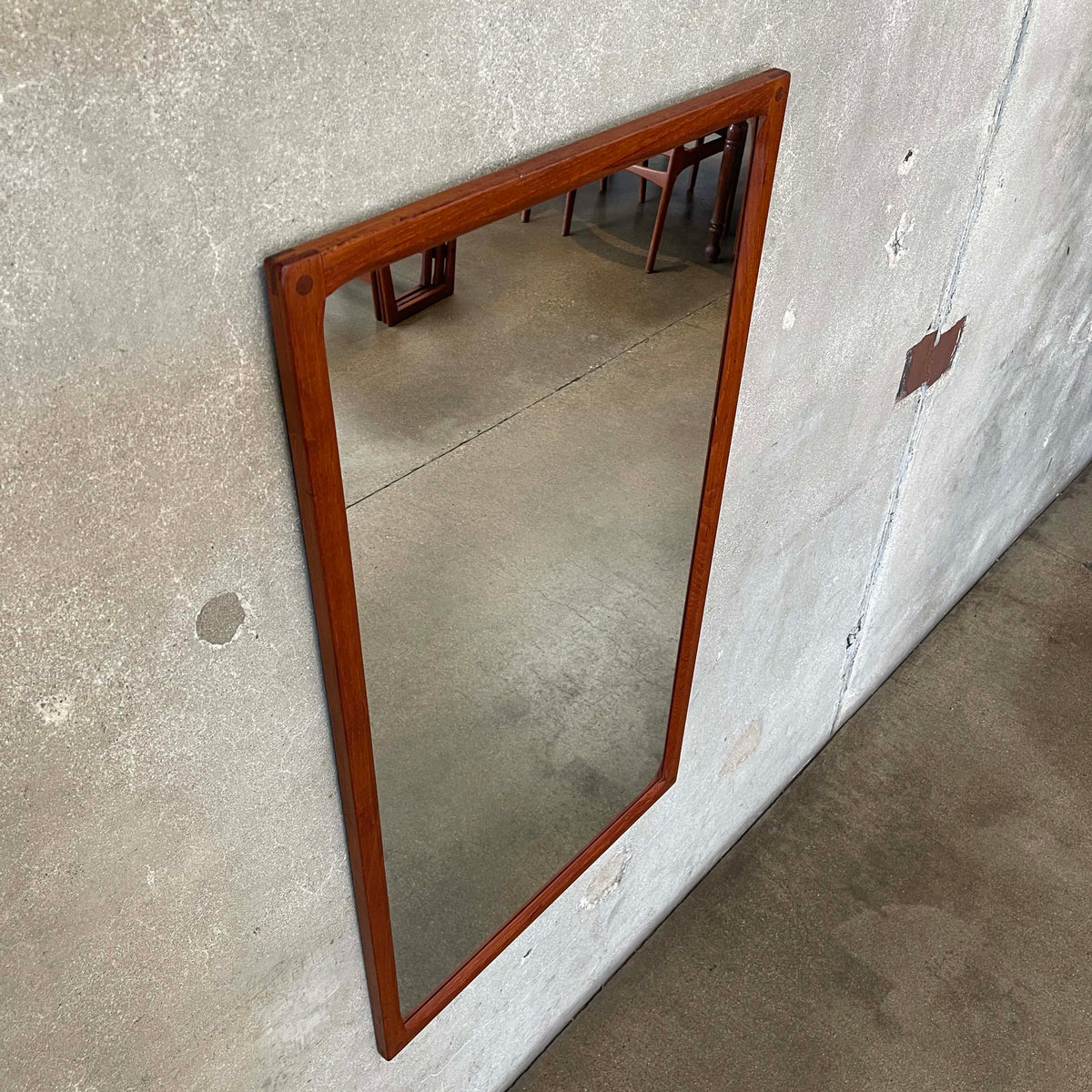 Danish Modern Teak Wood Frame Mirror By Askel Kjersgaard