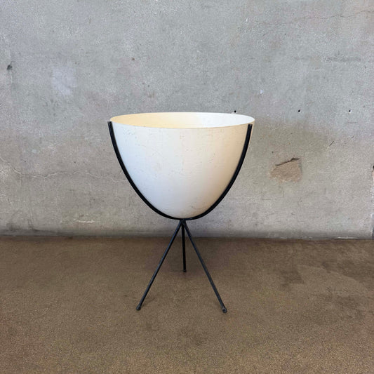 Tall Bullet Fiberglass Planter With Iron Stand