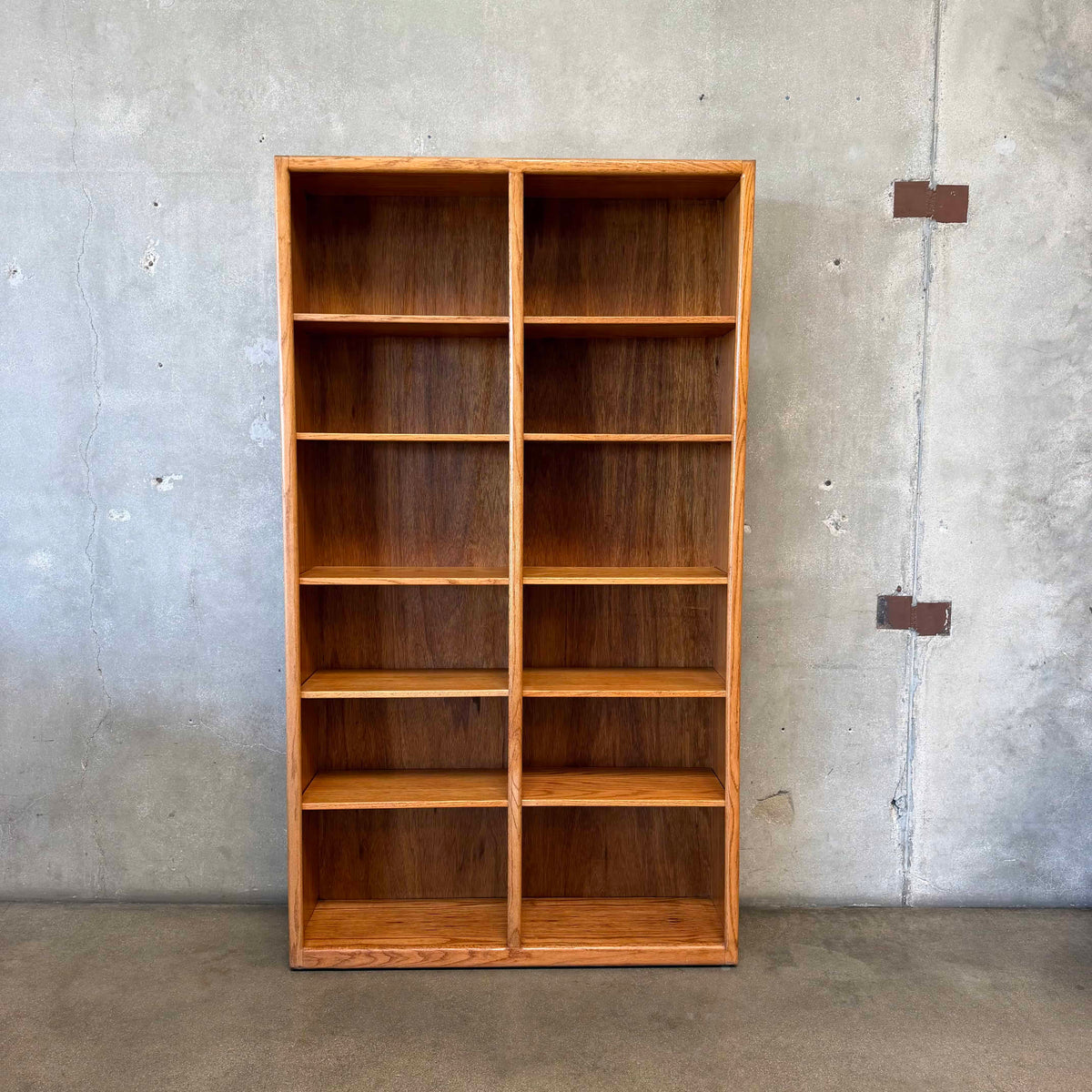 Large Oak Shelving Unit With Adjustable Shelves