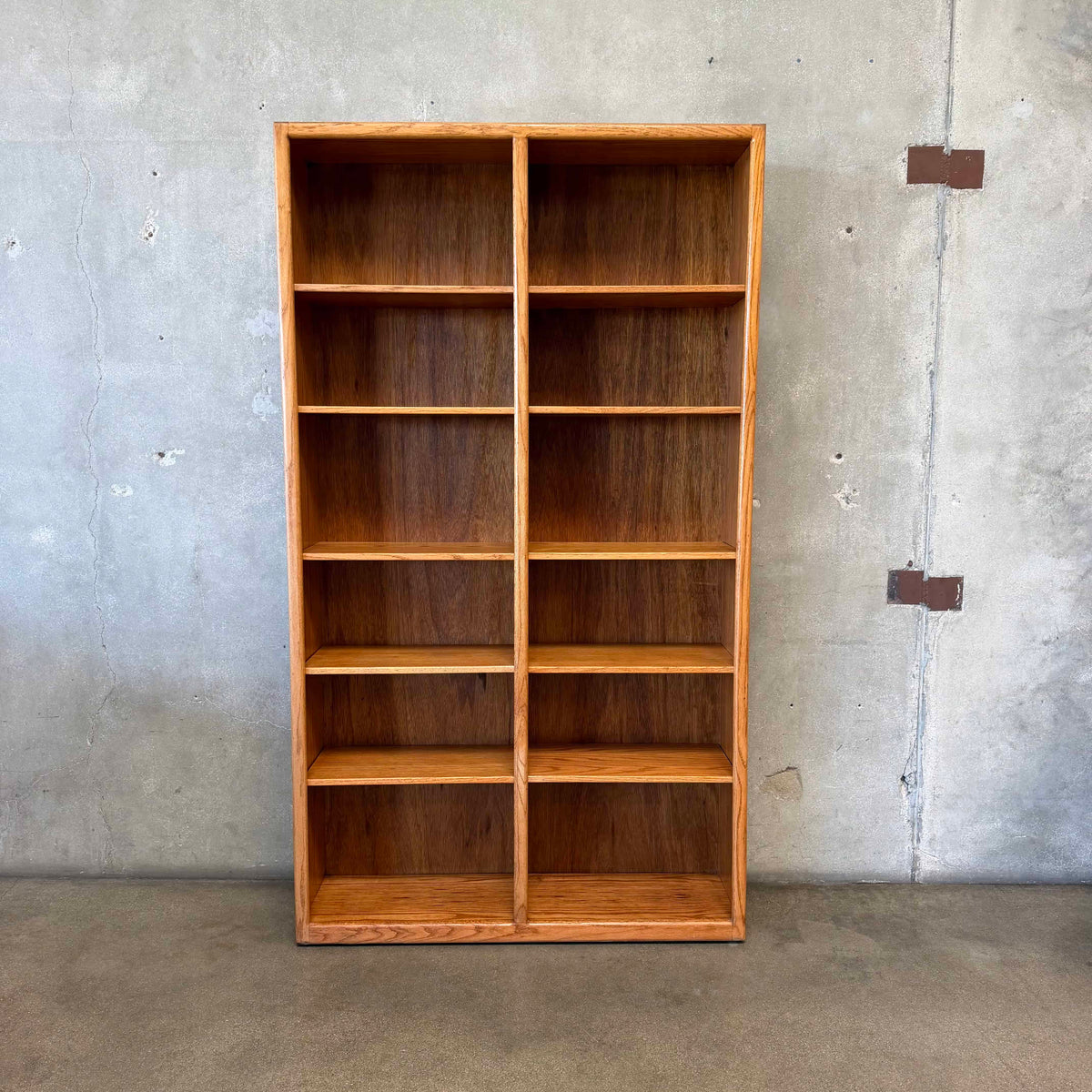 Large Oak Shelving Unit With Adjustable Shelves