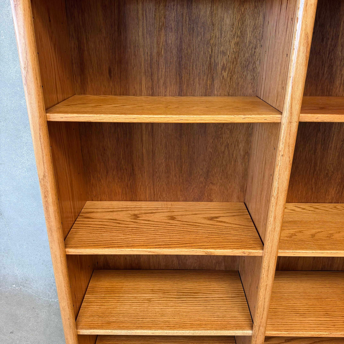 Large Oak Shelving Unit With Adjustable Shelves