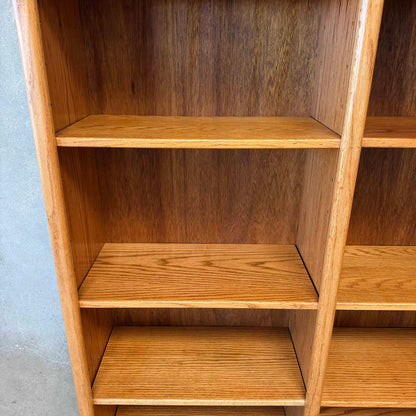 Large Oak Shelving Unit With Adjustable Shelves