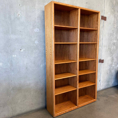 Large Oak Shelving Unit With Adjustable Shelves