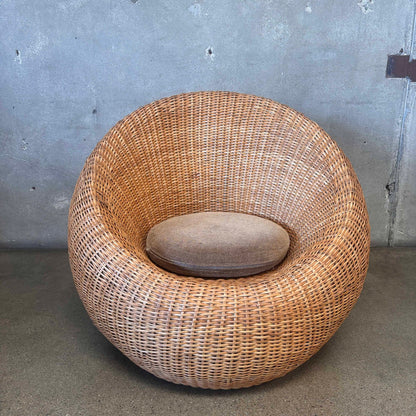 Vintage Woven Rattan Pod Lounge Chair