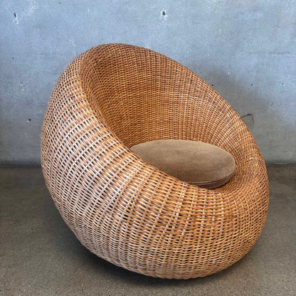 Vintage Woven Rattan Pod Lounge Chair