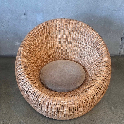 Vintage Woven Rattan Pod Lounge Chair