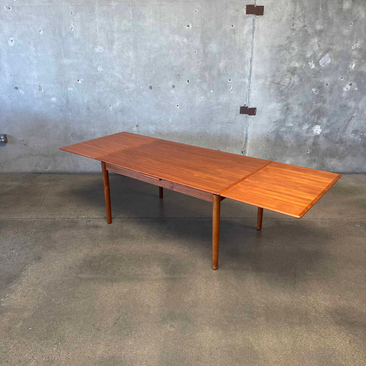 Danish Modern Teak Hidden Leaf Dining Table