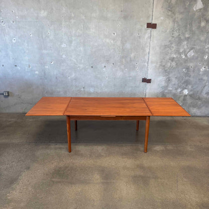 Danish Modern Teak Hidden Leaf Dining Table