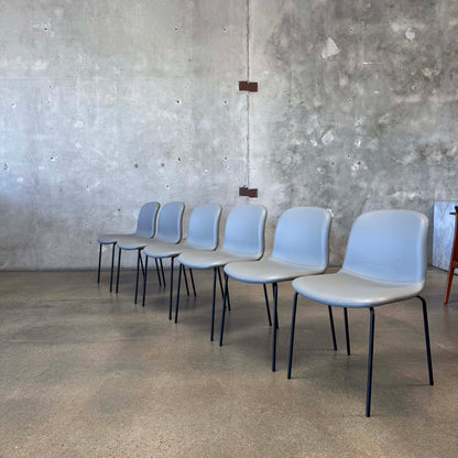 Set Of Six Leather + Steel "Bacco" Chairs By Omar De Biaggio For Design Within Reach