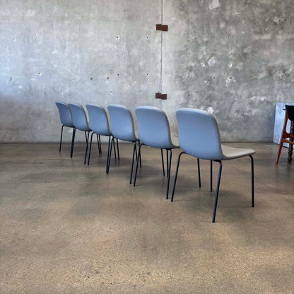 Set Of Six Leather + Steel "Bacco" Chairs By Omar De Biaggio For Design Within Reach