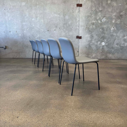 Set Of Six Leather + Steel "Bacco" Chairs By Omar De Biaggio For Design Within Reach