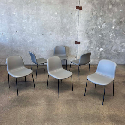 Set Of Six Leather + Steel "Bacco" Chairs By Omar De Biaggio For Design Within Reach