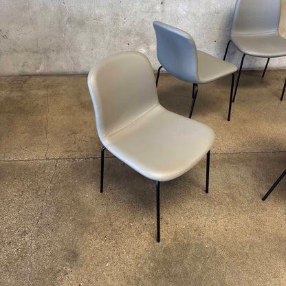 Set Of Six Leather + Steel "Bacco" Chairs By Omar De Biaggio For Design Within Reach