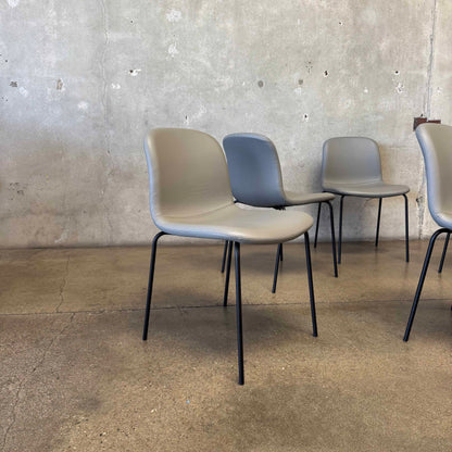 Set Of Six Leather + Steel "Bacco" Chairs By Omar De Biaggio For Design Within Reach