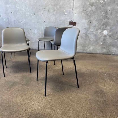 Set Of Six Leather + Steel "Bacco" Chairs By Omar De Biaggio For Design Within Reach