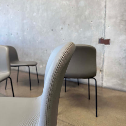 Set Of Six Leather + Steel "Bacco" Chairs By Omar De Biaggio For Design Within Reach