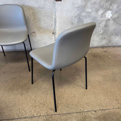 Set Of Six Leather + Steel "Bacco" Chairs By Omar De Biaggio For Design Within Reach