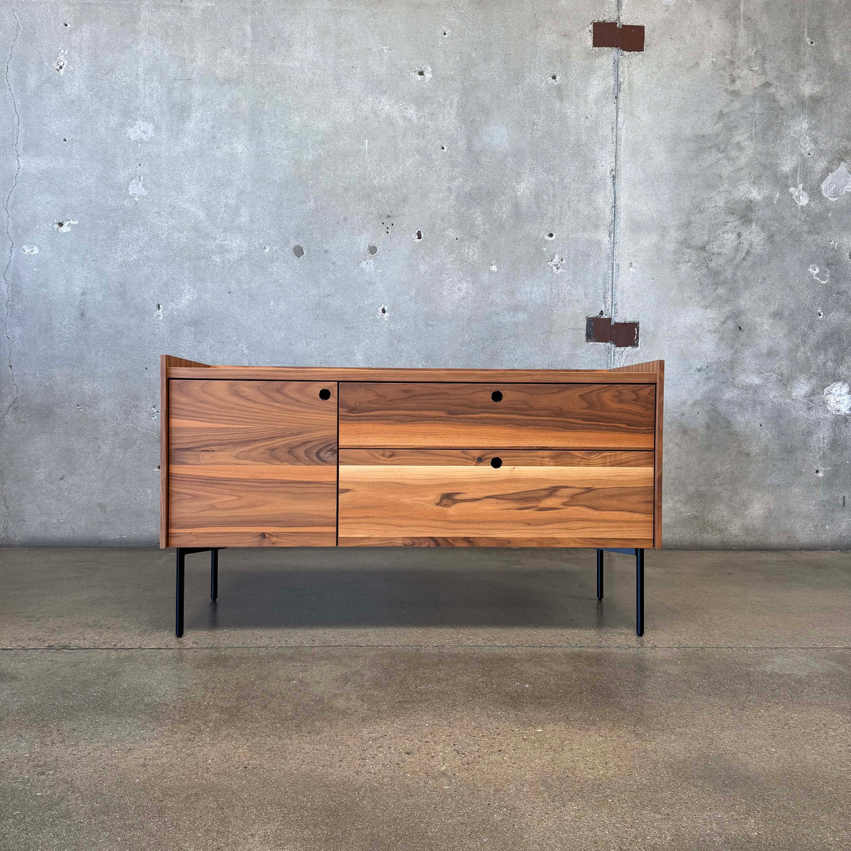 Walnut + Steel "Peek" Small Media Credenza By Blu Dot