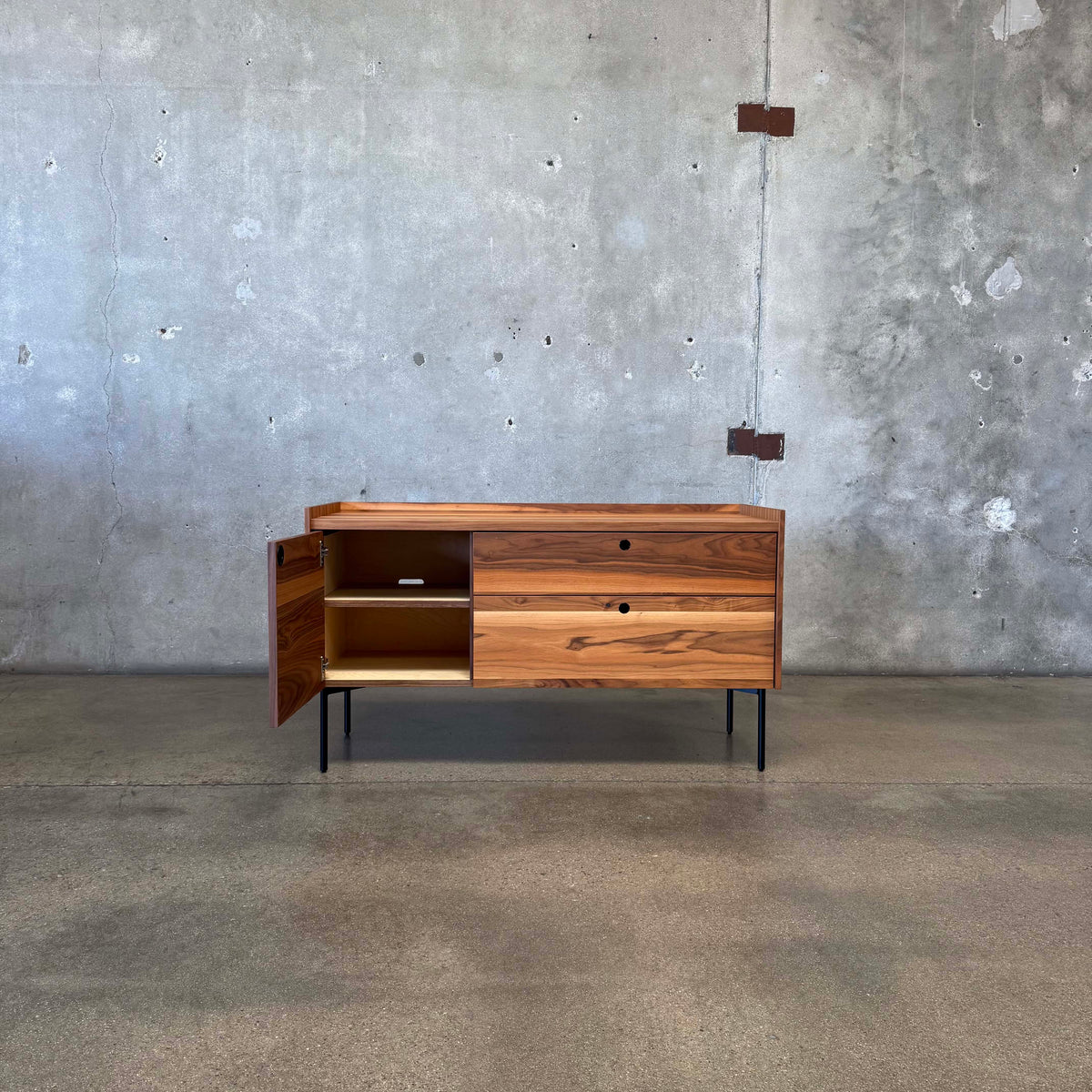 Walnut + Steel "Peek" Small Media Credenza By Blu Dot