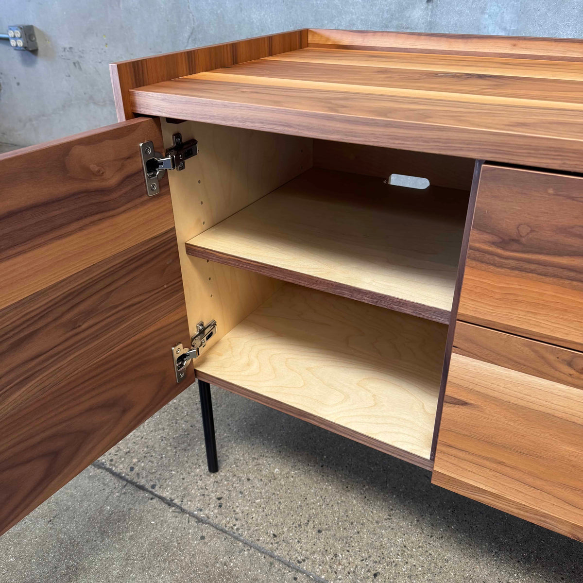 Walnut + Steel "Peek" Small Media Credenza By Blu Dot
