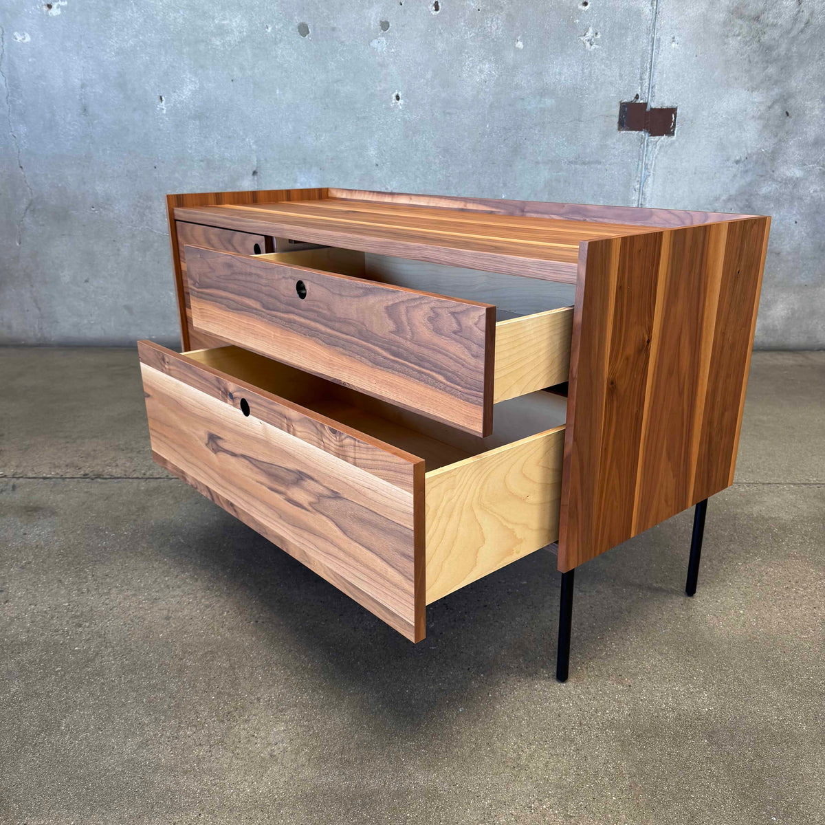 Walnut + Steel "Peek" Small Media Credenza By Blu Dot